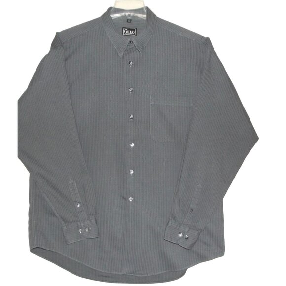 Vintage Gillio Shirt Mens XXL Gray Textured Long Sleeve Button Down Collar 2x 2x - Picture 1 of 9